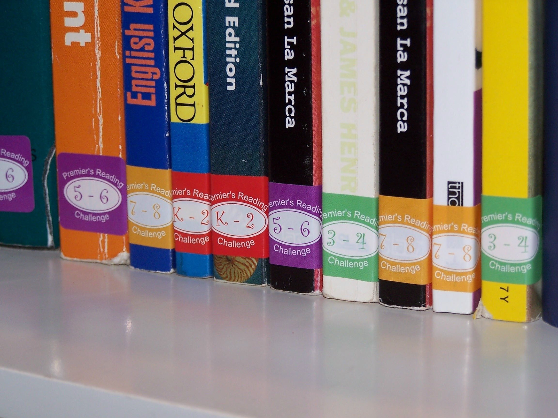 Premier S Reading Challenge Spine Labels