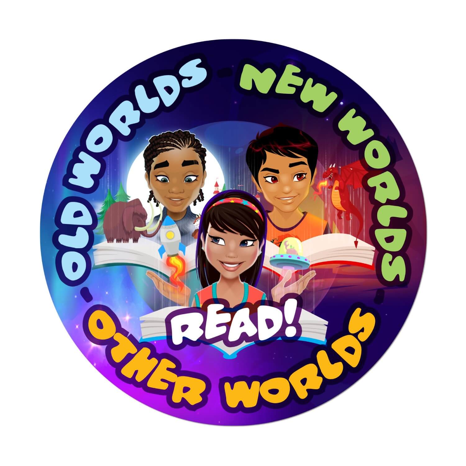 Old Worlds, New Worlds, Other Worlds Wall Graphic Circle