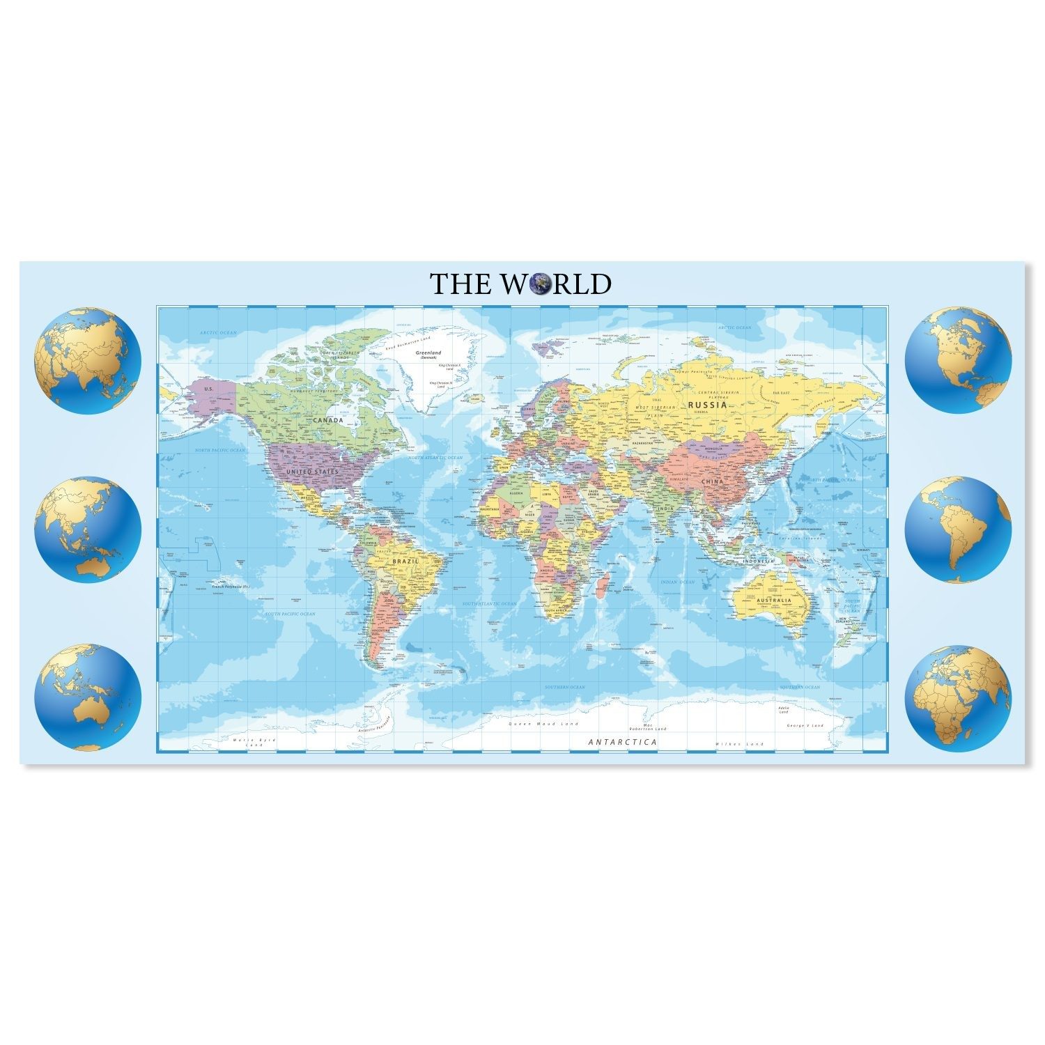World Map Globe Wall Graphic - World Map Globe