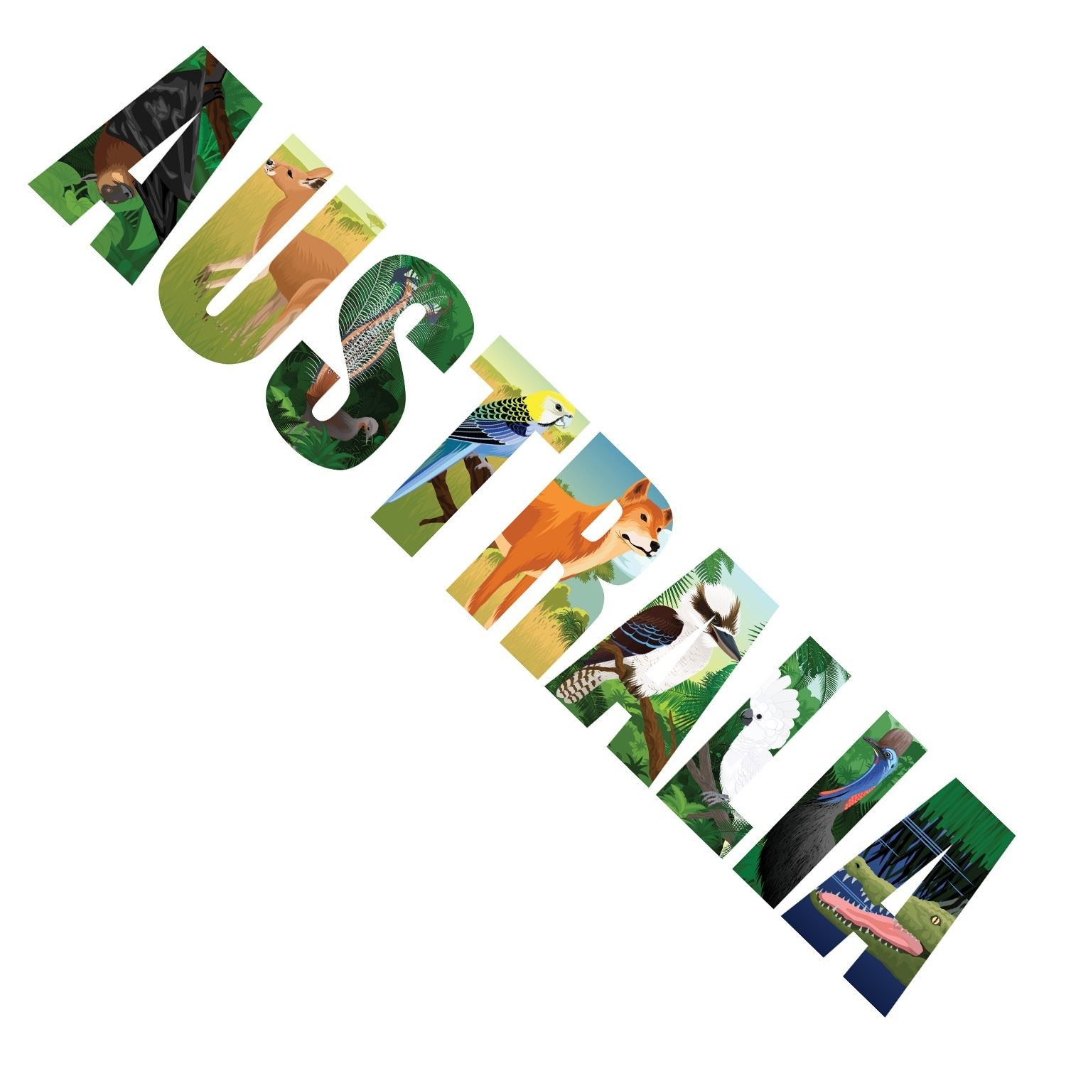 Australia Printed Lettering (Contour Cut) Wall Graphic (Large)