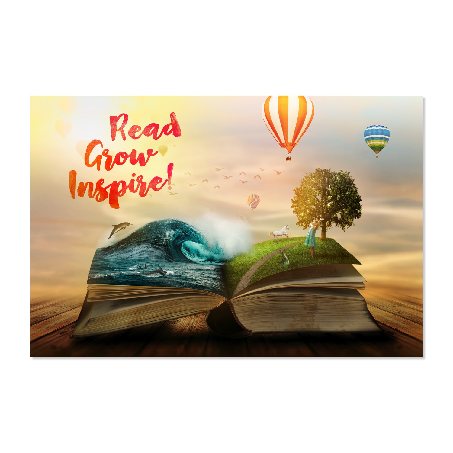 Read I Grow Stronger By Eating Read, Grow, Inspire Wall Graphic Mural (Semi-Permanent)