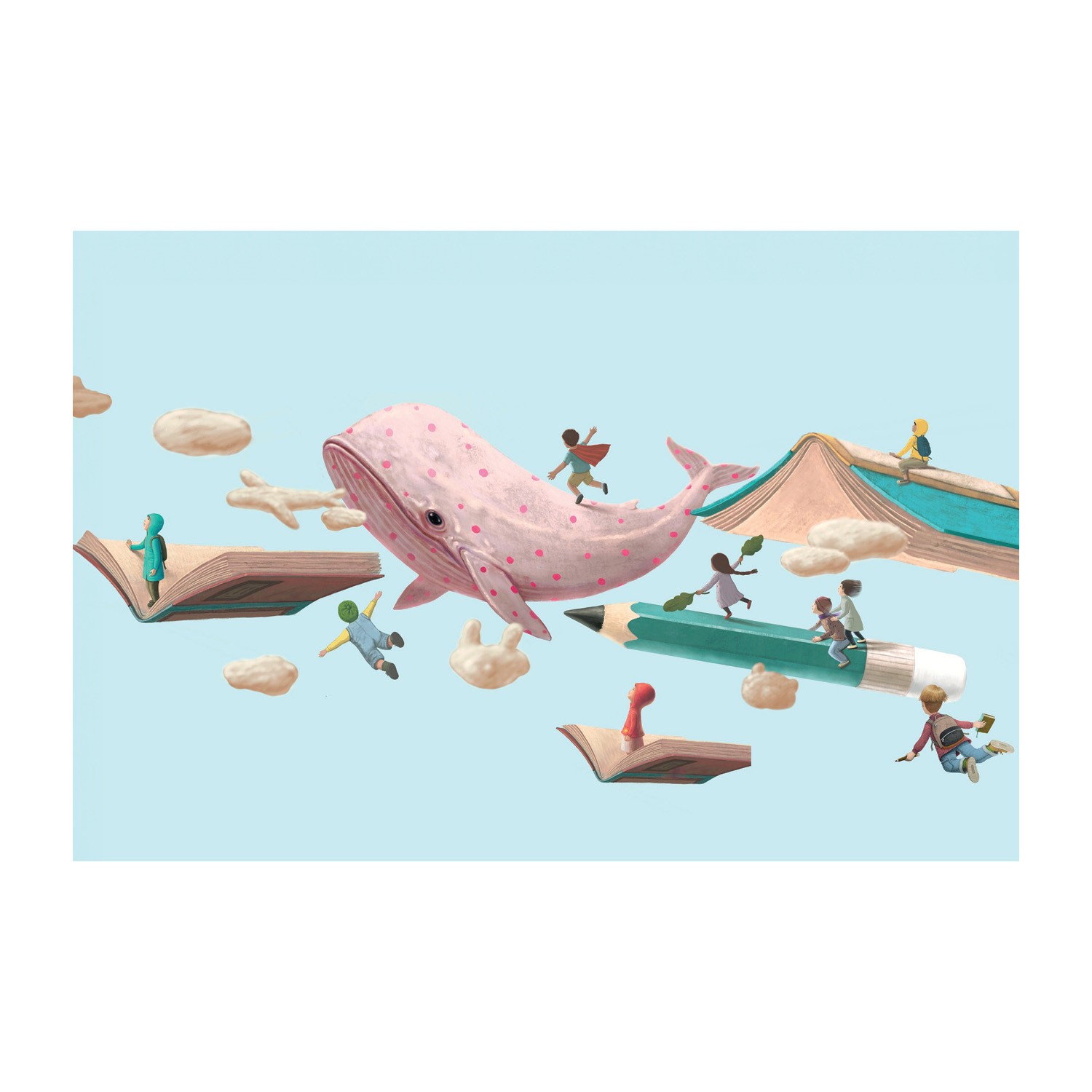 Pink Whale Custom Wall Graphic Mural