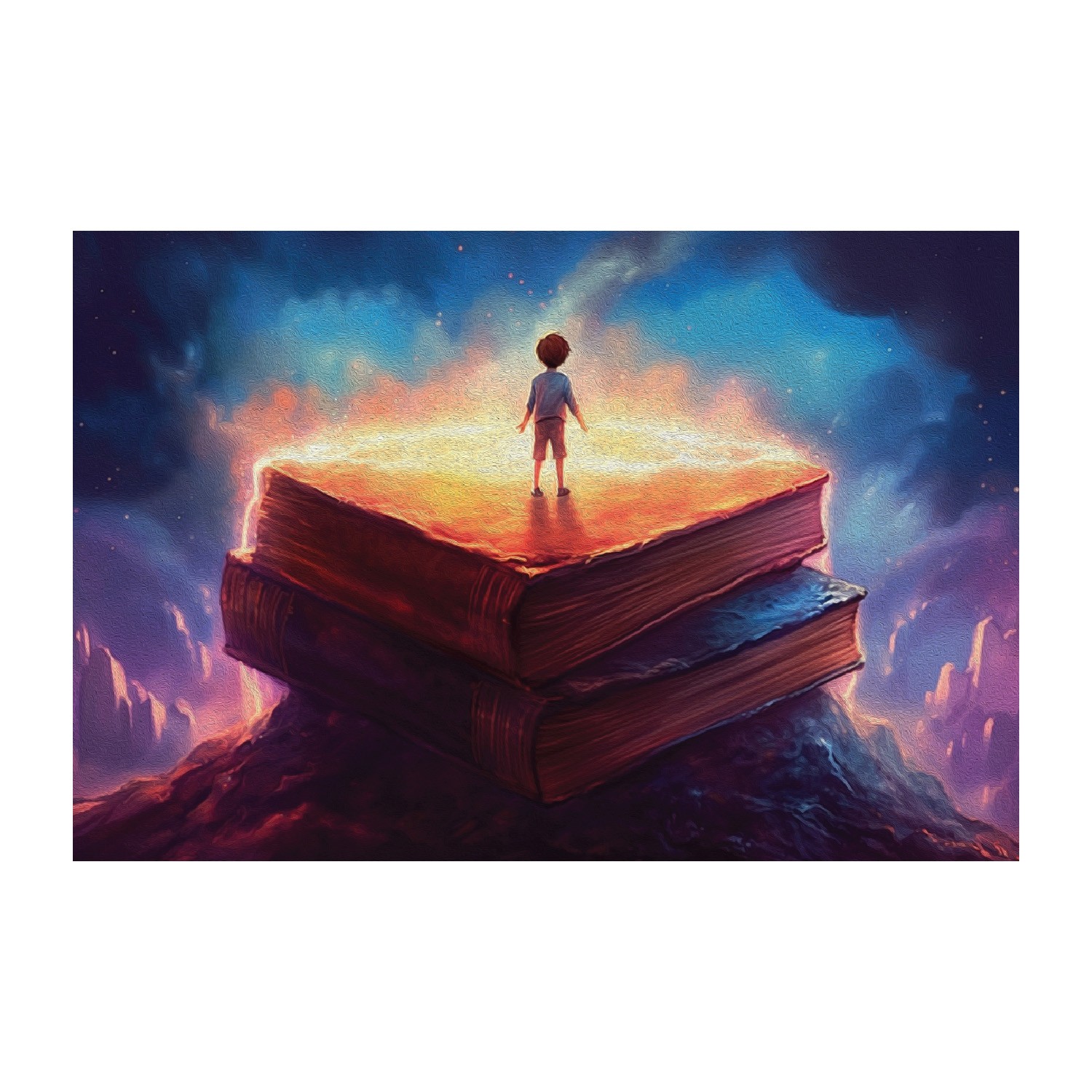 Book Volcano Wall Graphic Mural (Semi-Permanent)