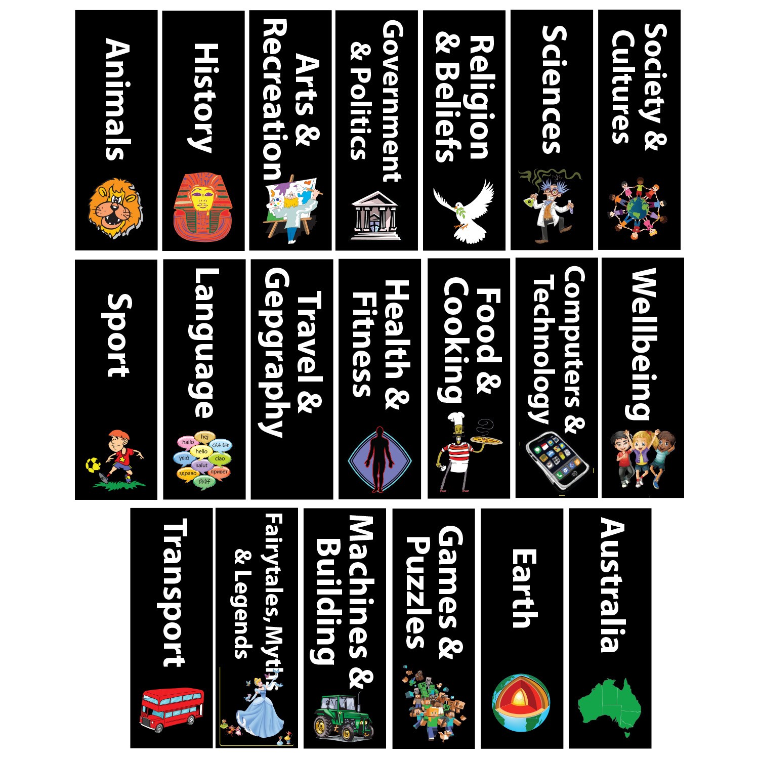 Junior Non Fiction Genre Acrylic Collection Divider Starter Pack (Black)