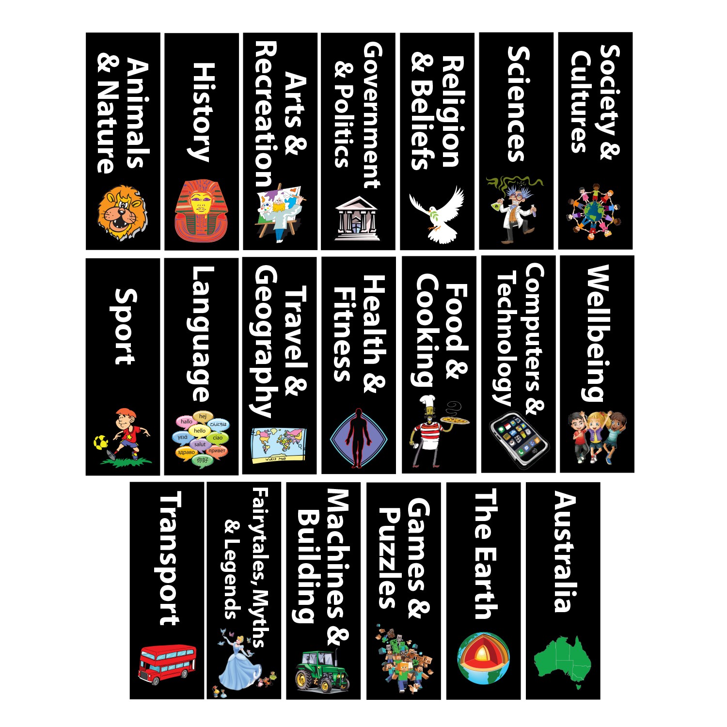 Junior Non Fiction Genre Acrylic Collection Divider Starter Pack (single-sided) (Black)