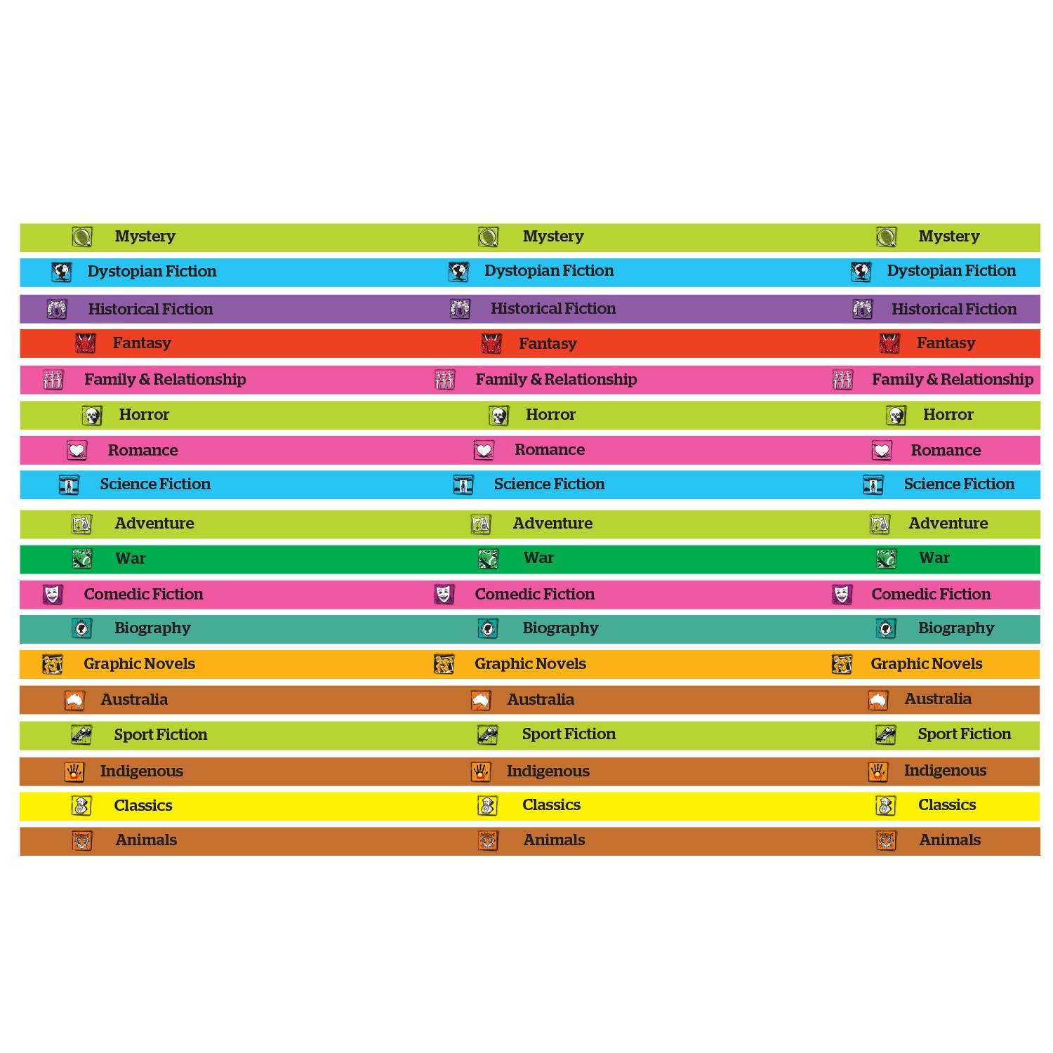 Senior Genre Shelf Label Strips Custom selection (17mm)