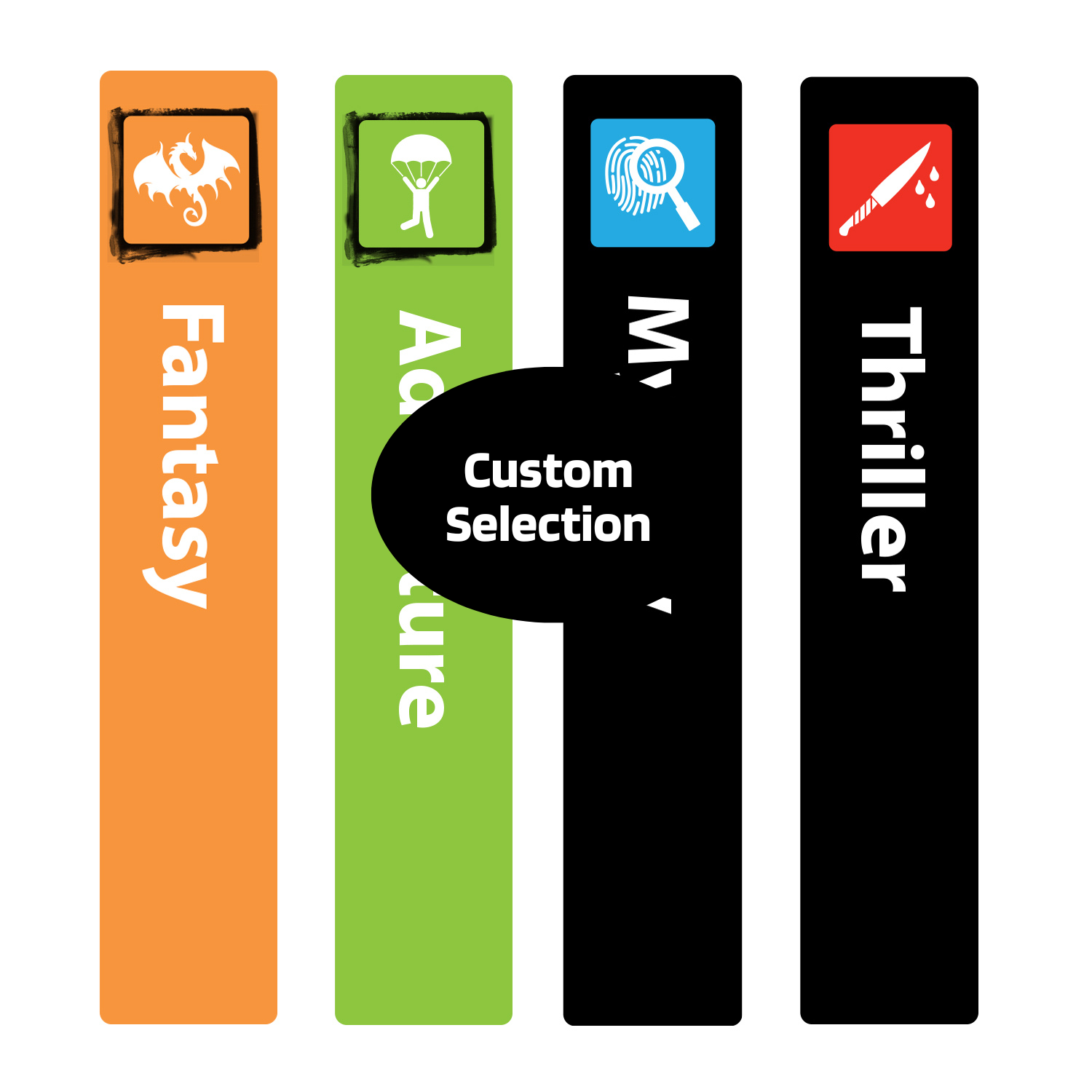Icon Genre Slimline Sticky Back Signs (Design 2) (Custom Selection)