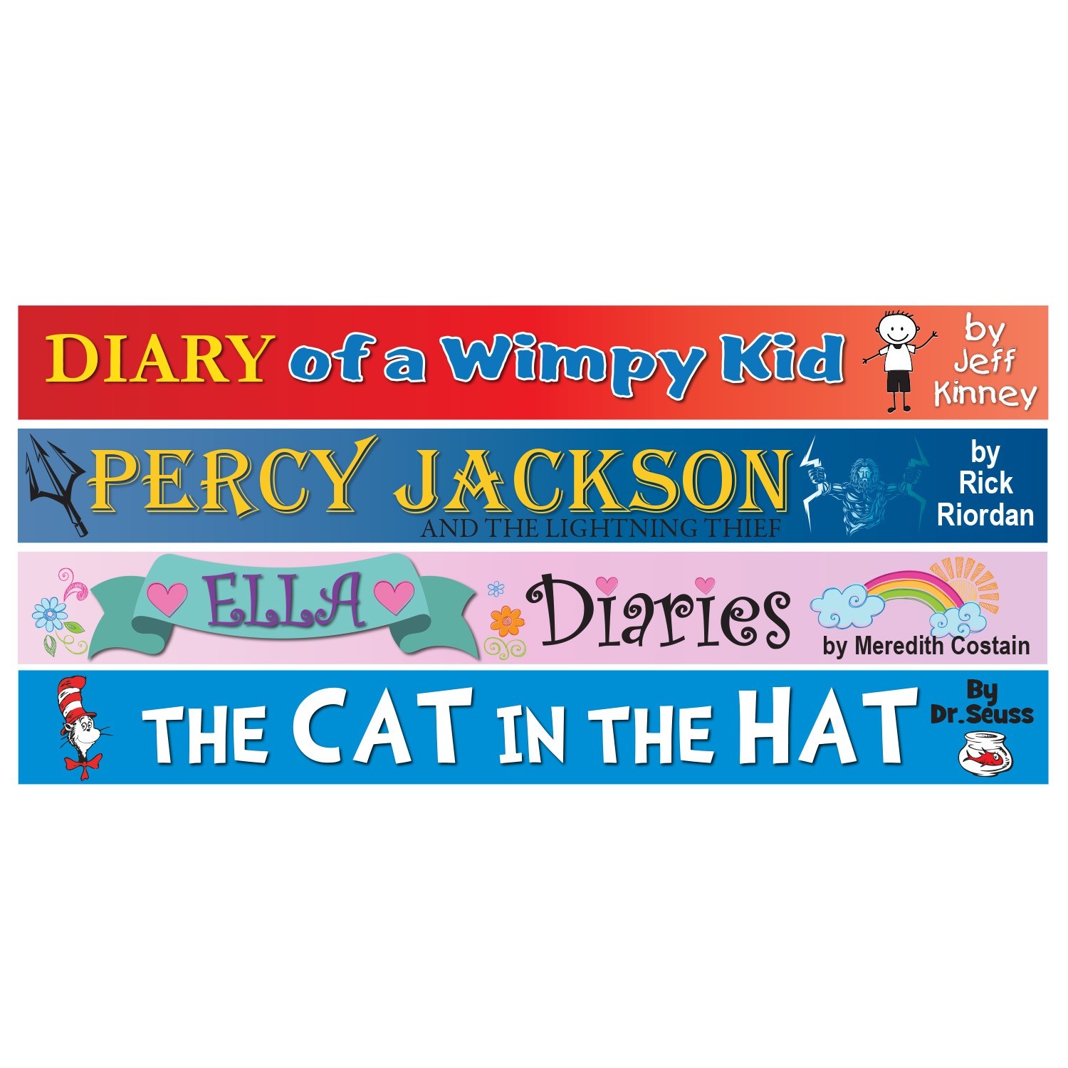 Book Spine Wall Graphics Set 2 - 2000 x 145mm