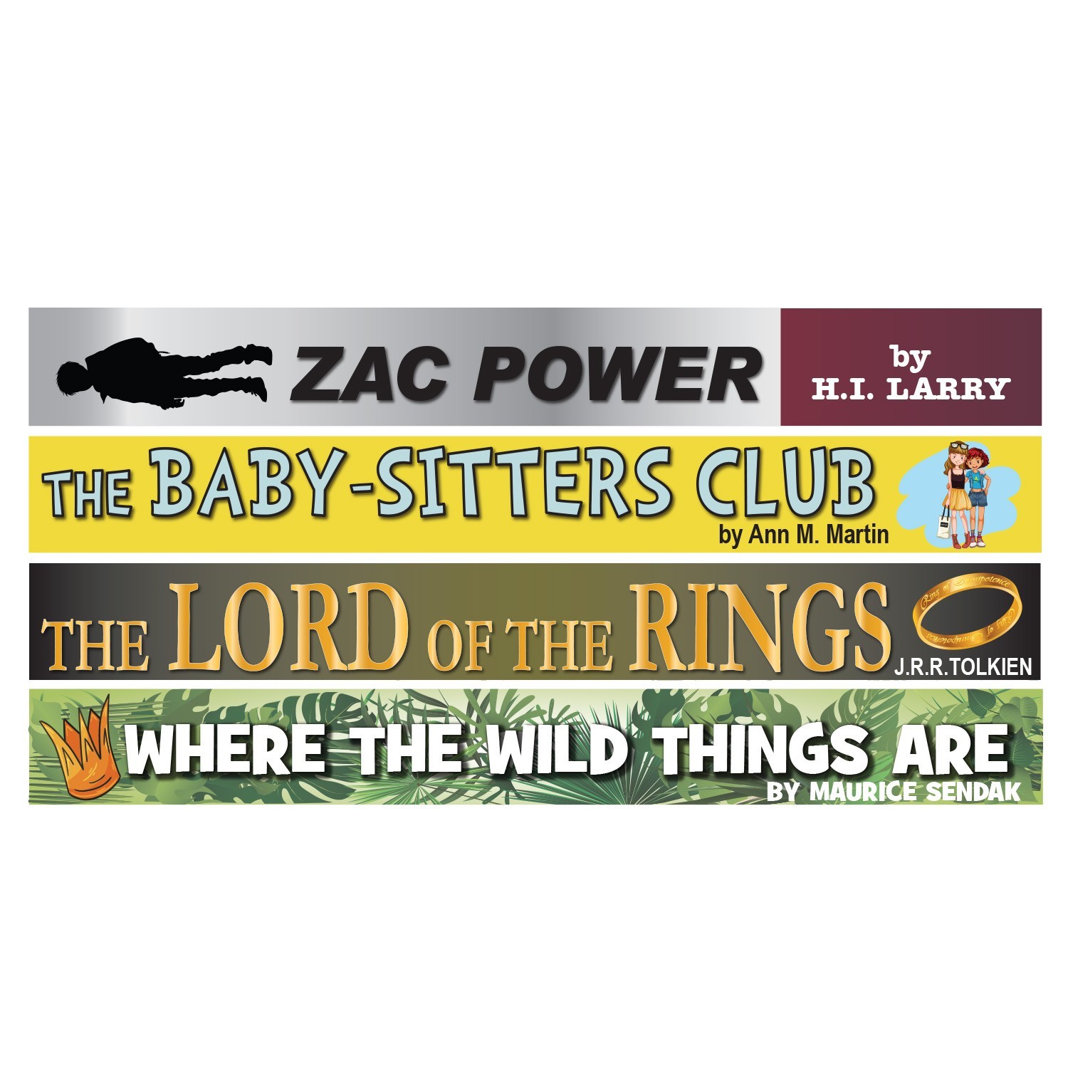 Book Spine Wall Graphics Set 4 - 2000 x 145mm