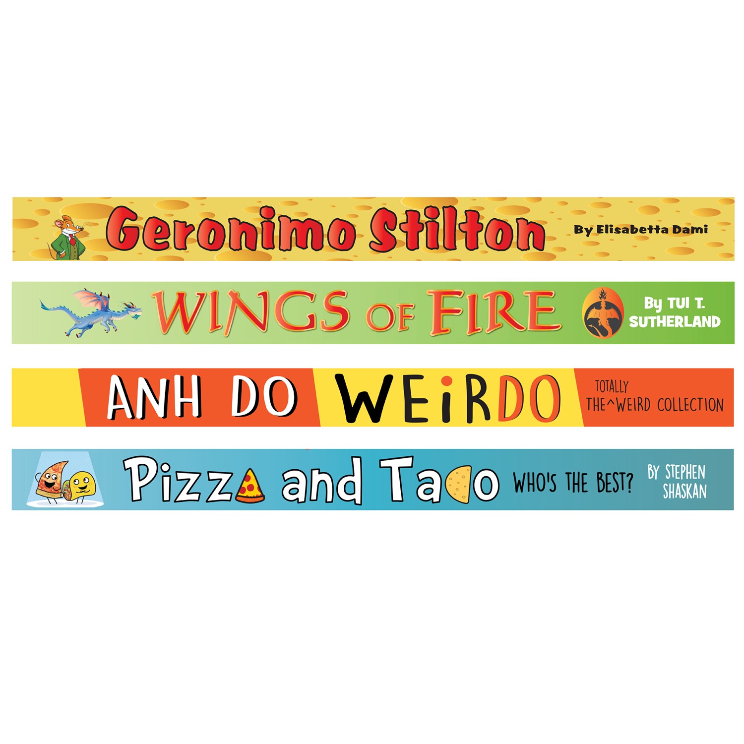 Book Spine Wall Graphics Set 6 - 1500 x 145mm