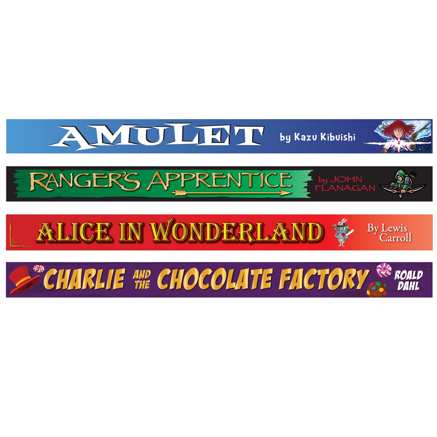 Book Spine Wall Graphics Set 7 - 2000 x 145mm