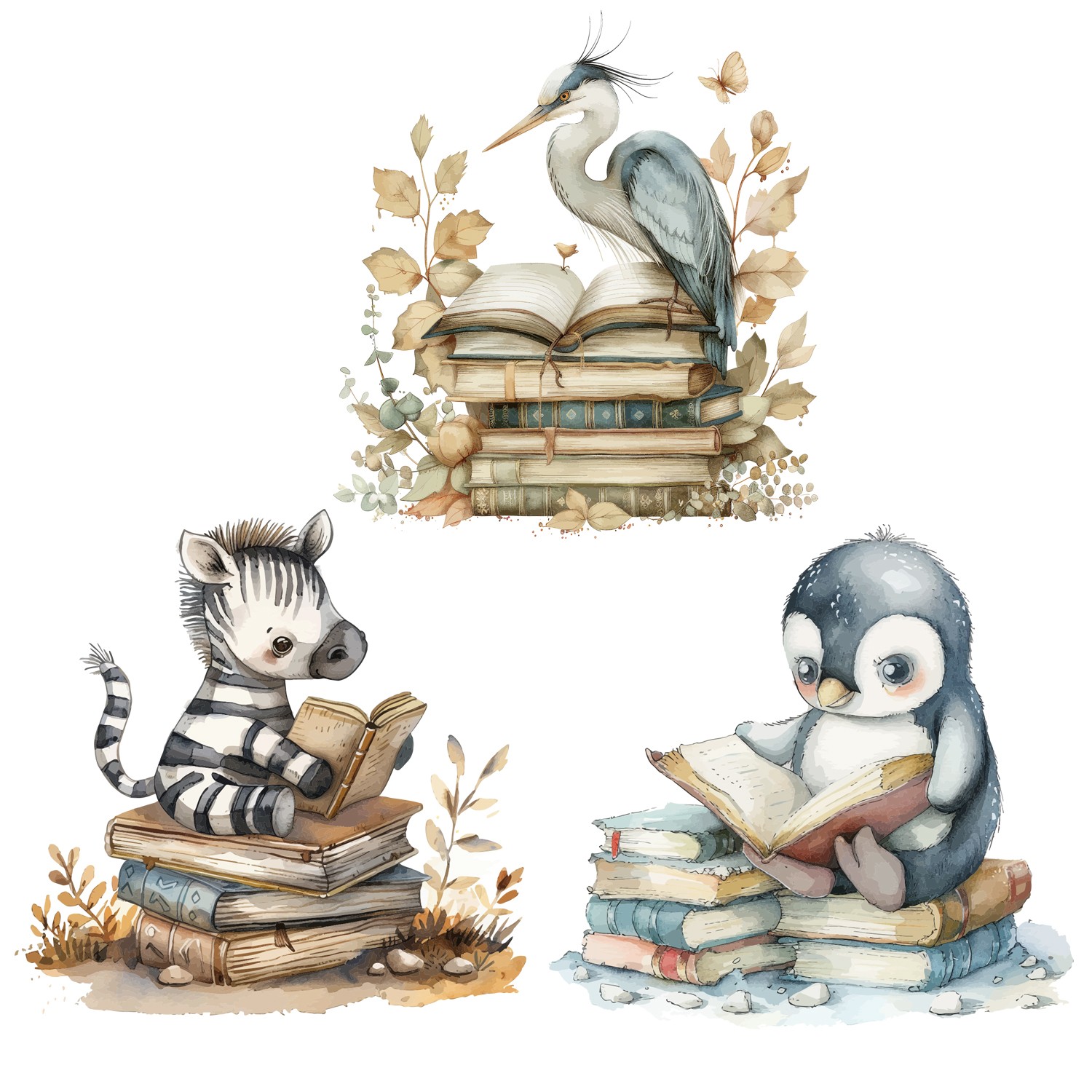 Reading Animals Wall Graphics Set 4