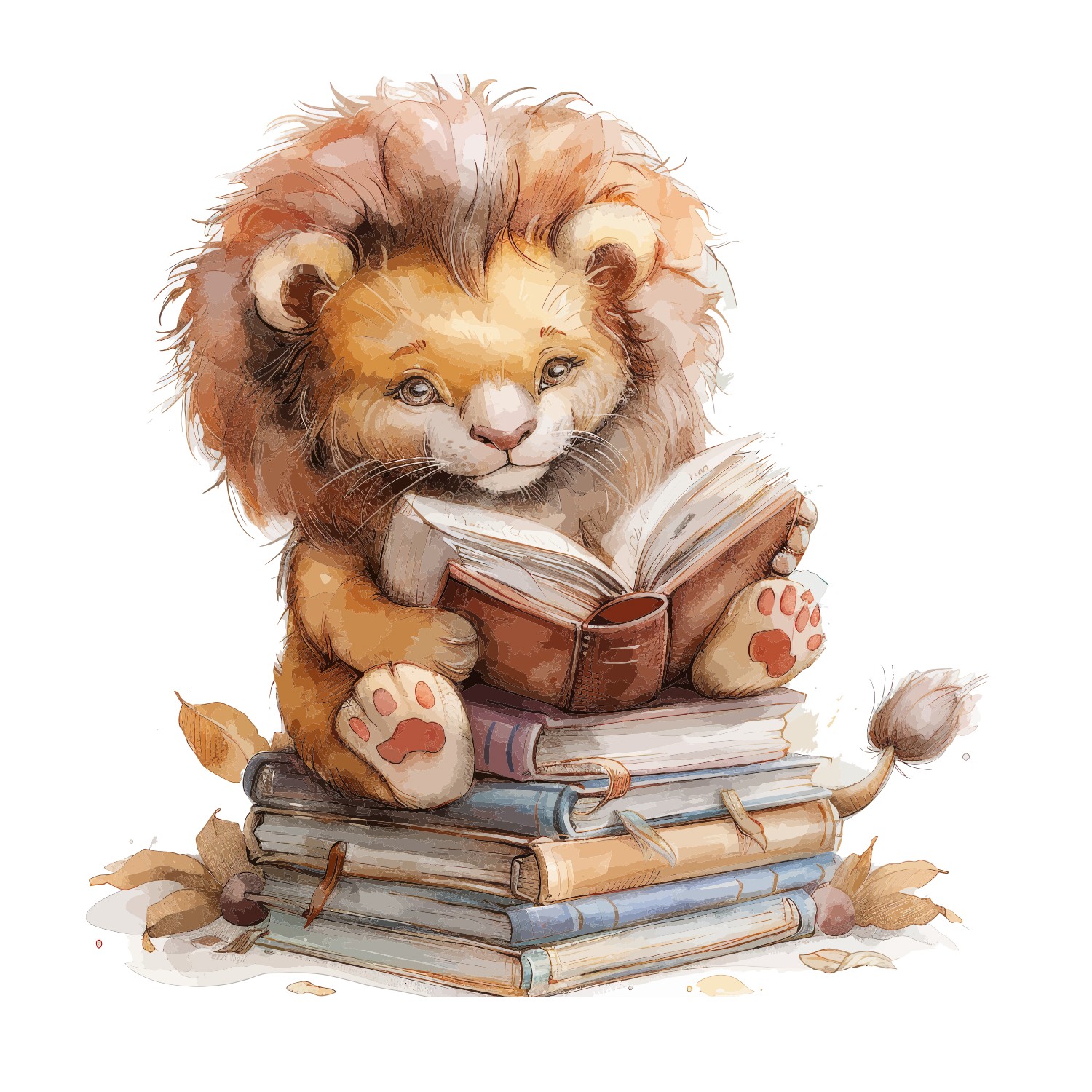 Lion Reading Animals Wall Graphic