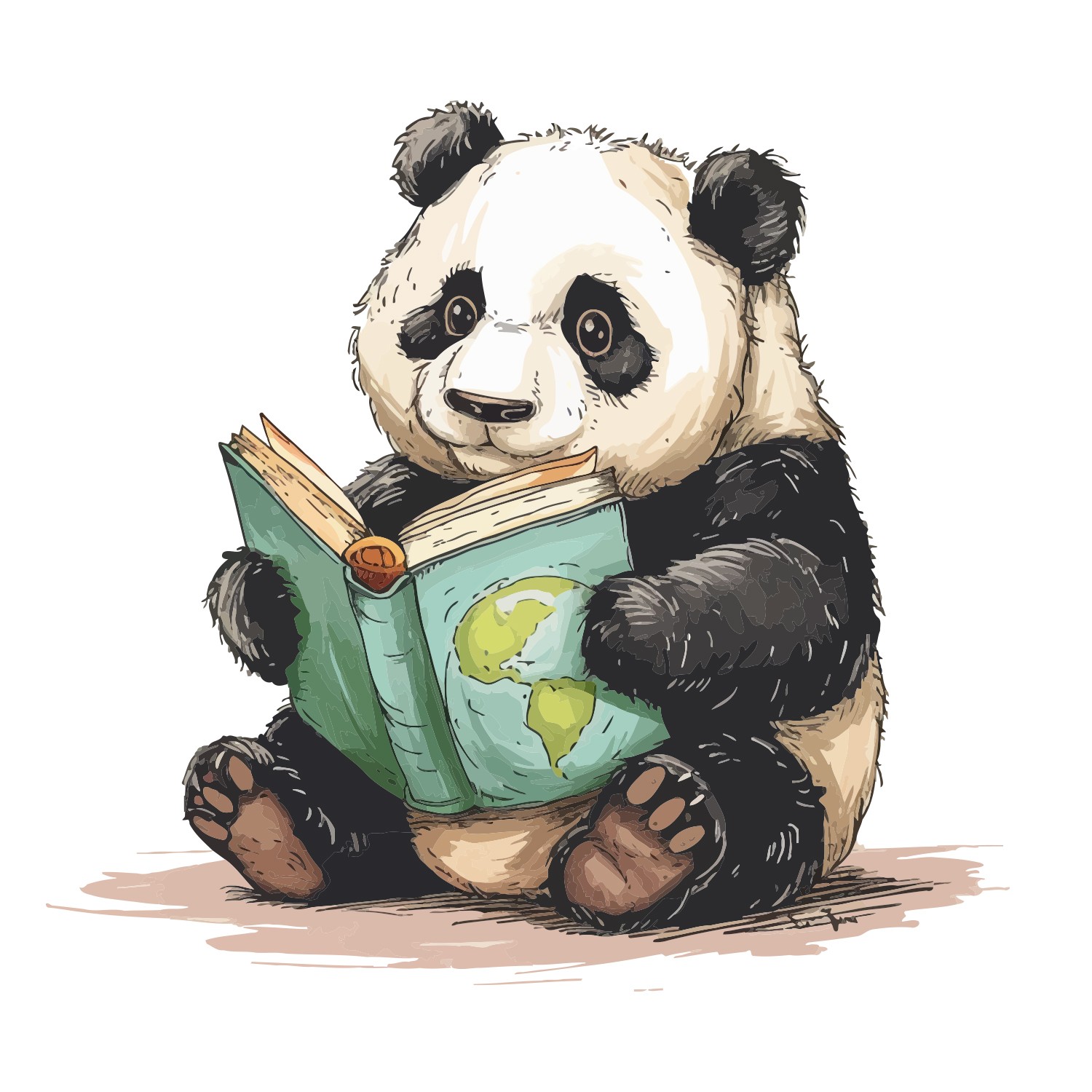 Panda Reading Animals Wall Graphic