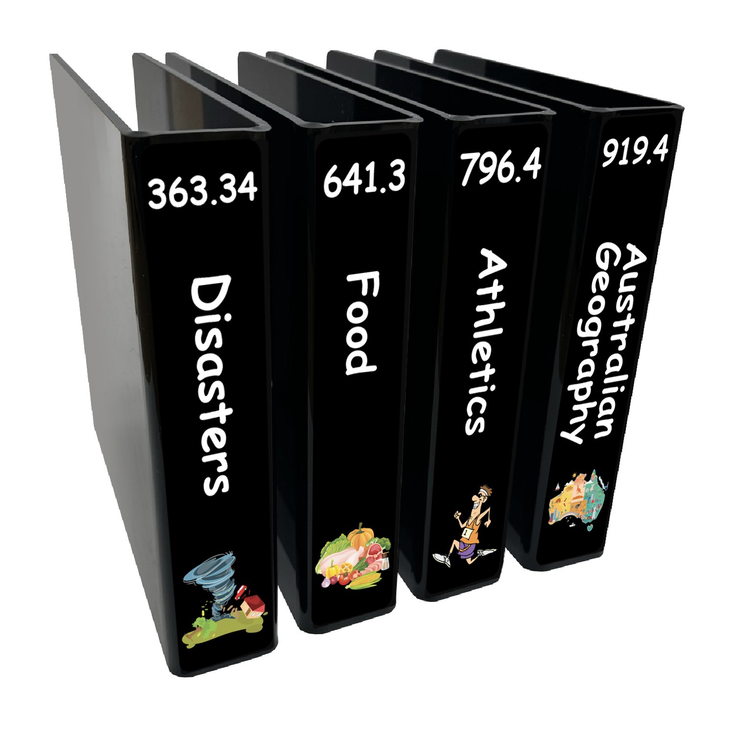 Junior Expanded Non Fiction Slimline Divider Pack Set 4 200mm (Black)