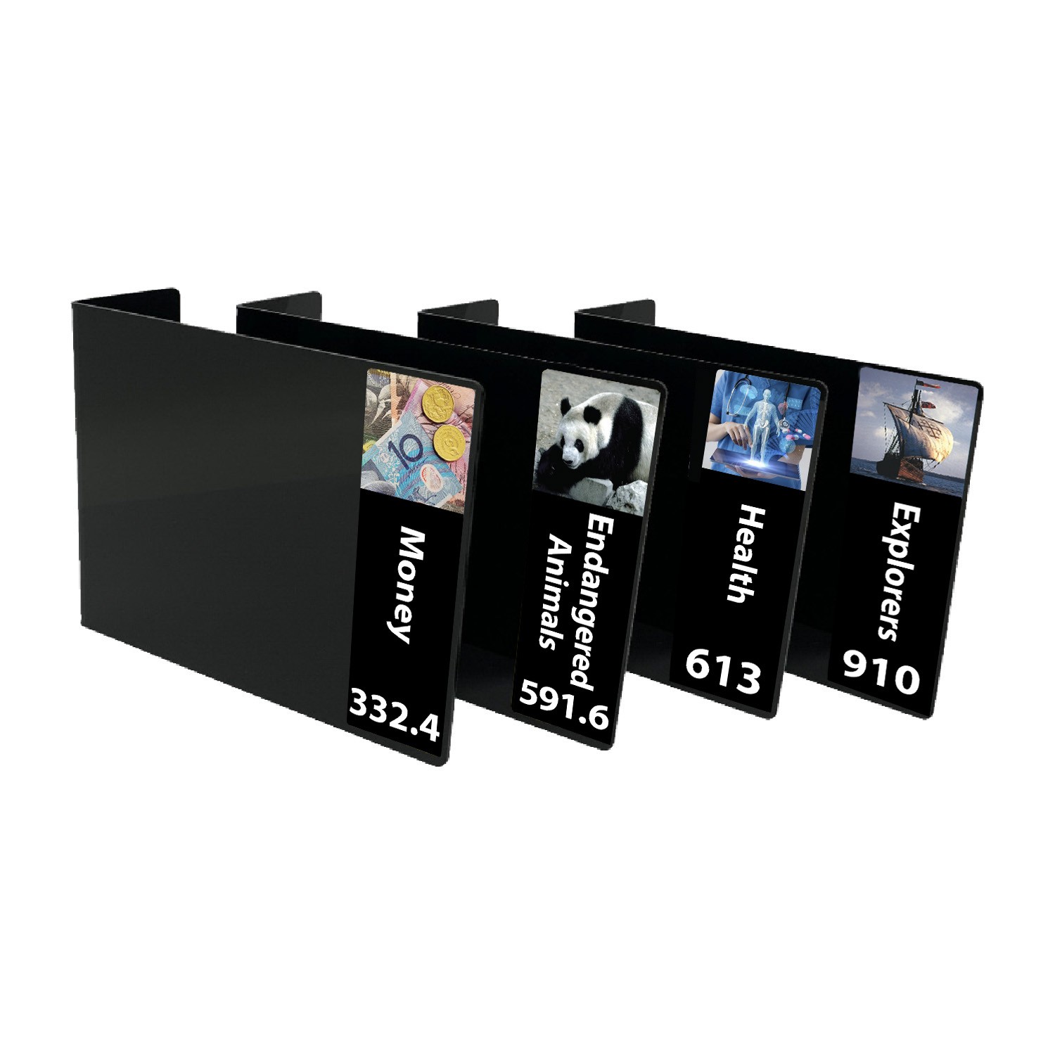 Senior Expanded Non Fiction Acrylic Collection Divider Pack Set 4 (single-sided) (Black)