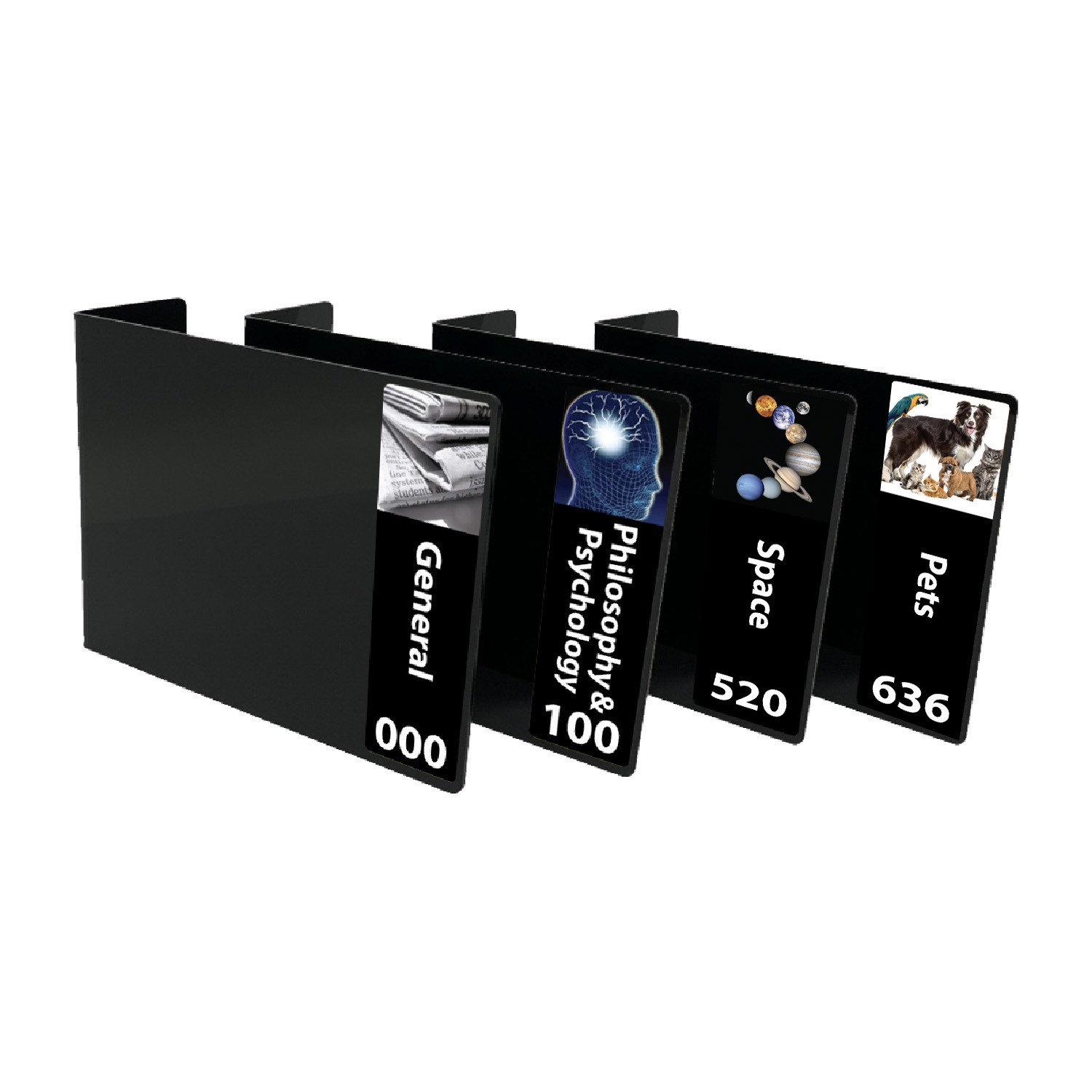 Senior Expanded Non Fiction Acrylic Collection Divider Starter Pack (double-sided) (Black)