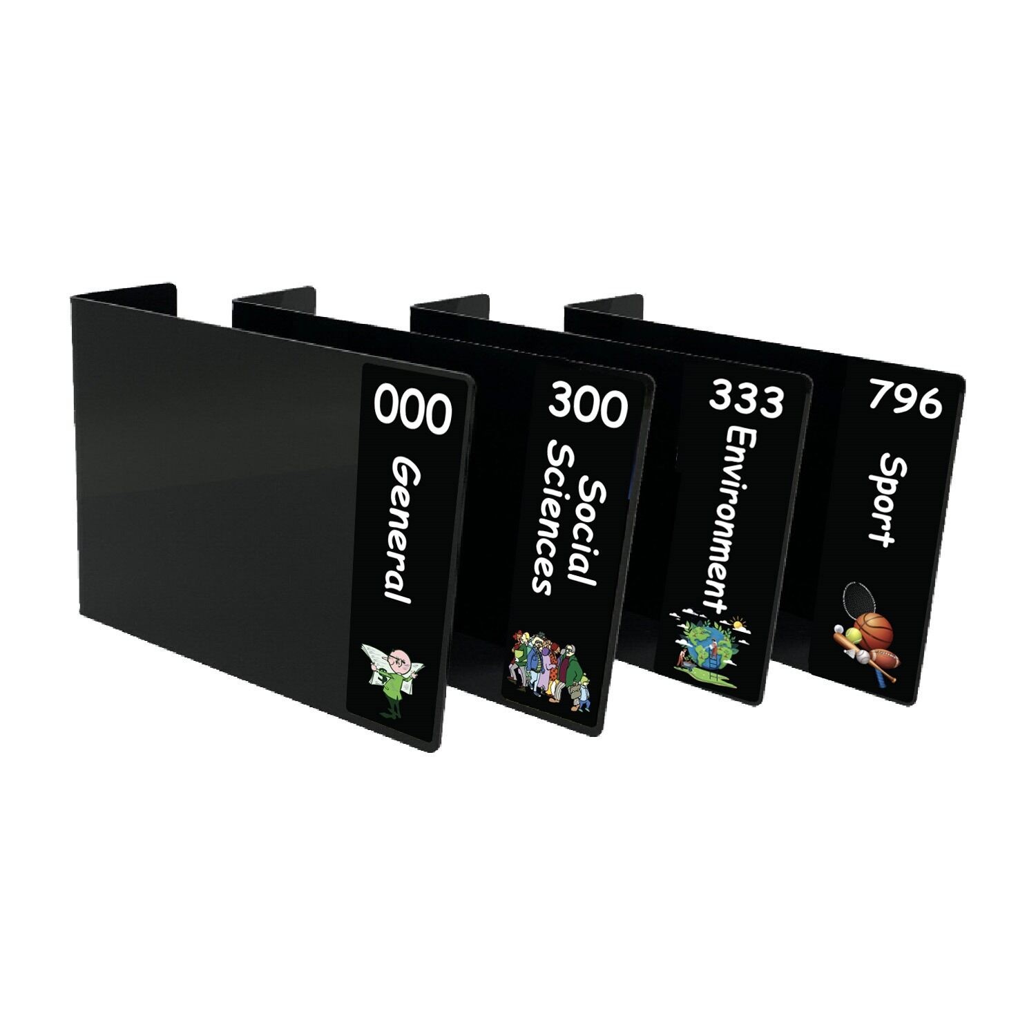 Junior Expanded Non Fiction Acrylic Collection Divider Starter Pack (single-sided) (Black)