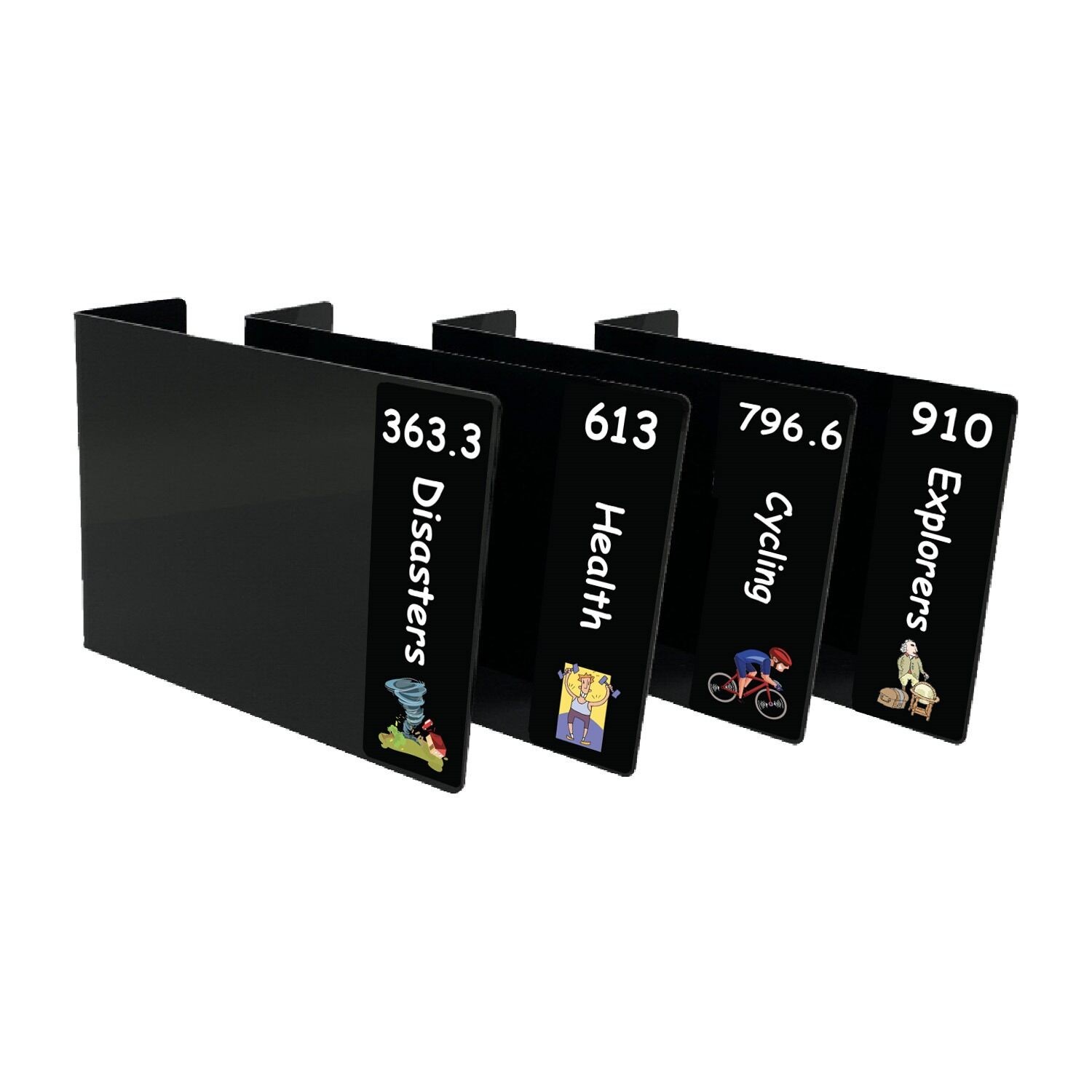 Junior Expanded Non Fiction Acrylic Collection Divider Pack Set 4 (double-sided) (Black)