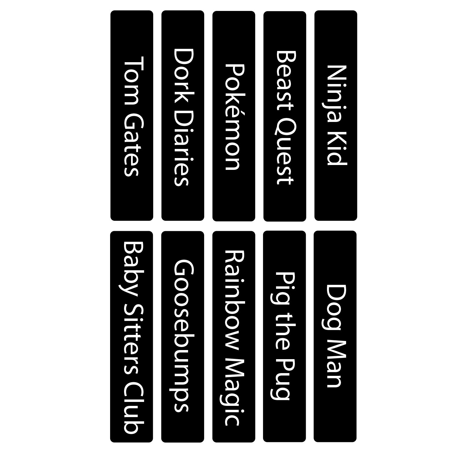 Junior Series Set 2 Text Only Slimline Divider Pack 250mm x 250mm (Black)