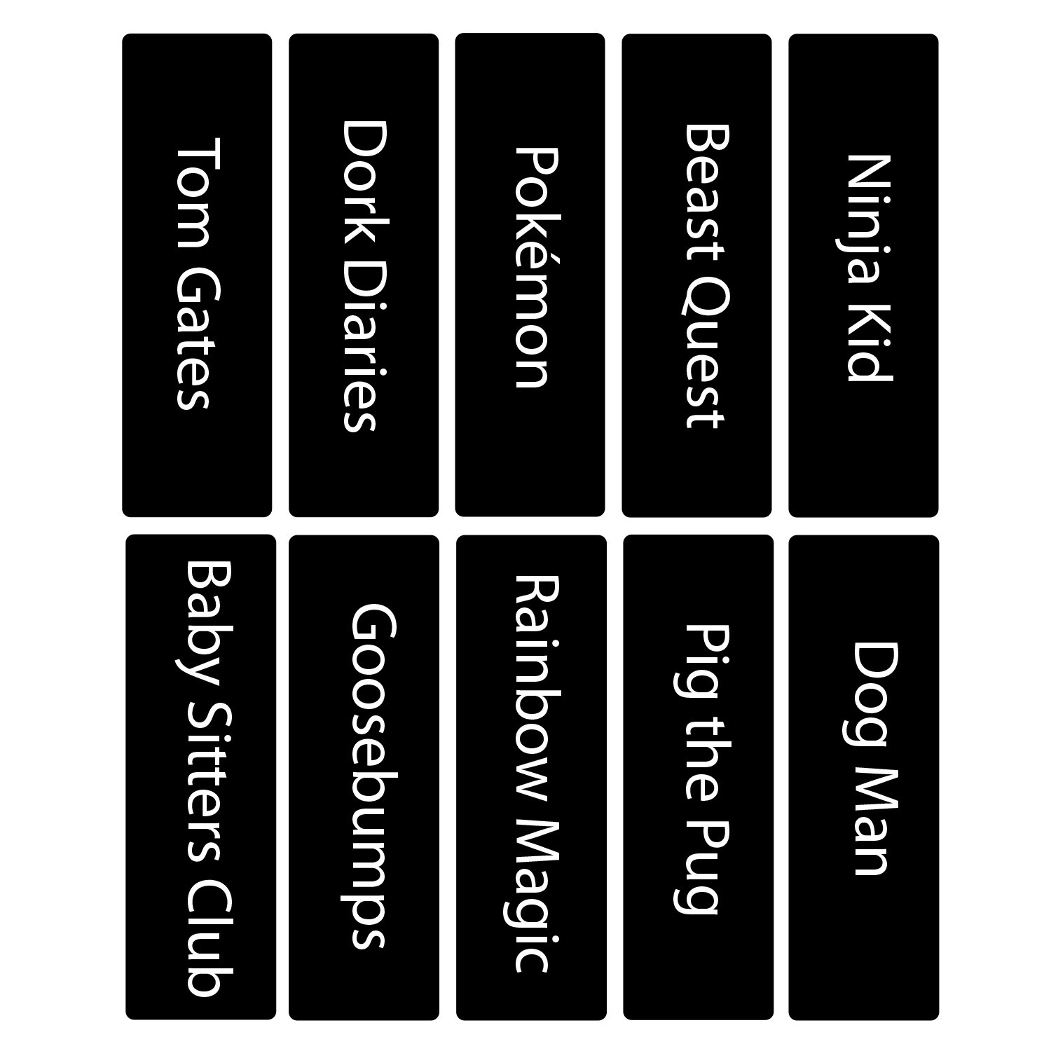Junior Series Set 2 Text Only Acrylic Collection Divider Pack (single-sided) (Black)