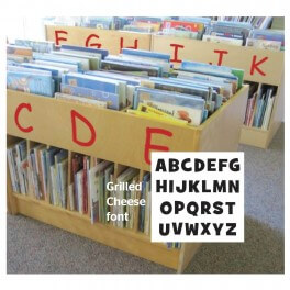 Vinyl Book Bin Letters (Grilled Cheese) 100mm